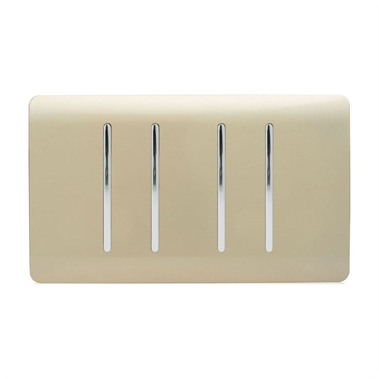Trendi Modern 4 Gang 2 Way Rocker Double Plate Light Switch in Gold- ART-SS44GO
