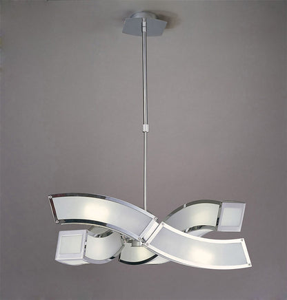 Mantra Duna GU10 58cm Pendant 3 Arm 6 Light L1/SGU10, Polished Chrome/White Acrylic, CFL Lamps INCLUDED