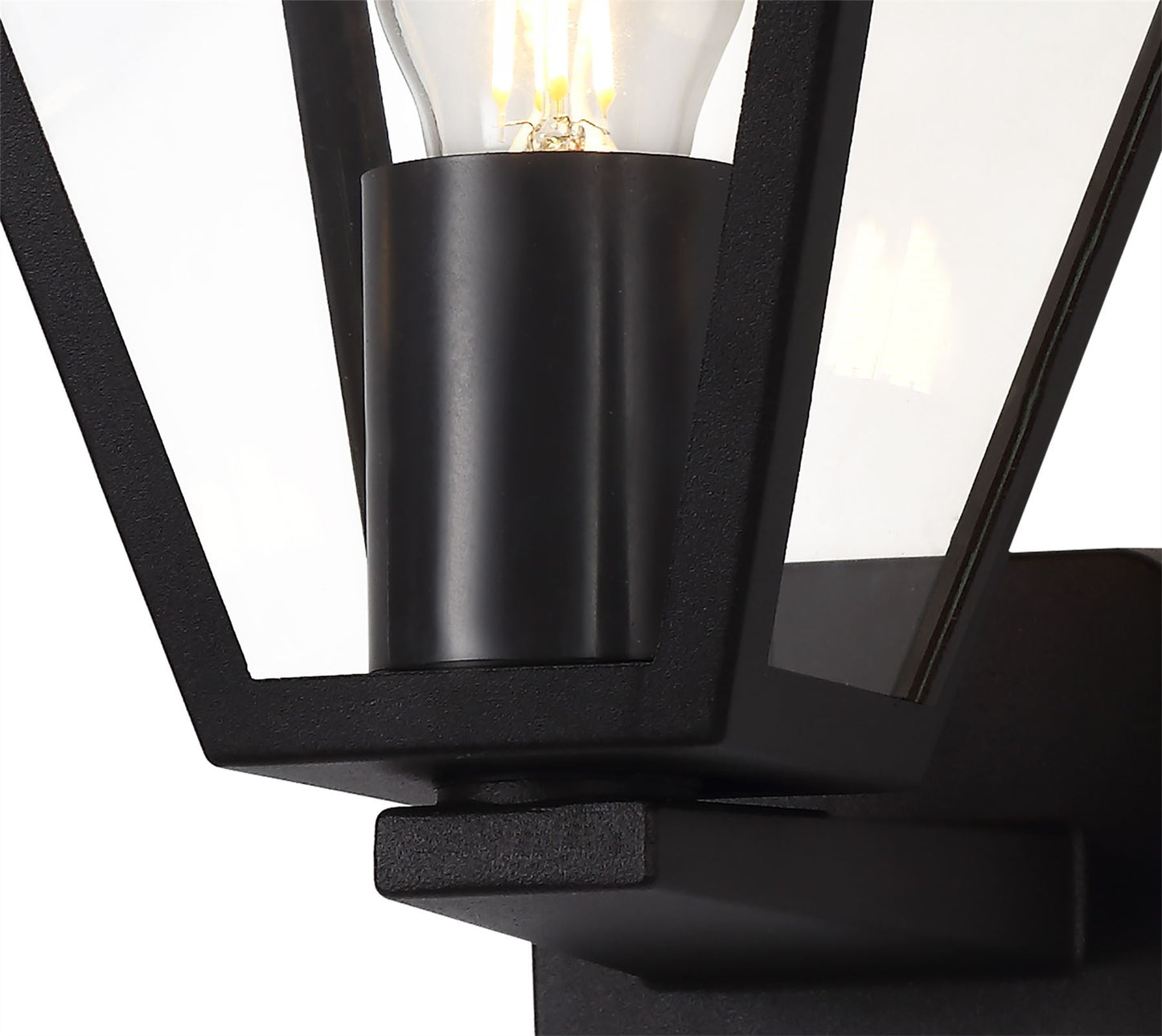 Deco Luqi Upward Wall Light, 1 x E27, IP44, Black/Clear Glass, 2yrs Warranty