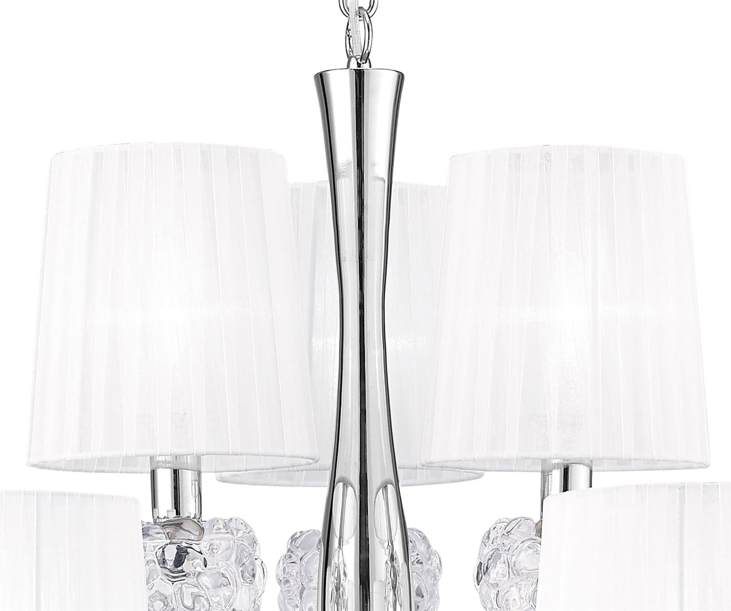 Mantra M4630 Loewe 2 Tier Pendant 6+3 Light E14, Polished Chrome with White Shades