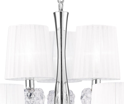 Mantra M4630 Loewe 2 Tier Pendant 6+3 Light E14, Polished Chrome with White Shades