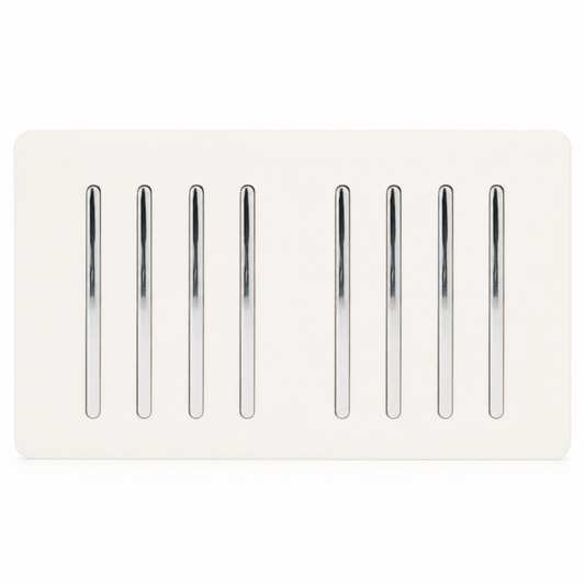 Trendi 8 Gang 2 Way Rocker Double Plate Tactile Light Switch Matt White - ART-SS88MWH