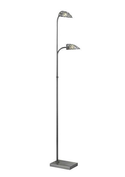 Diyas Ashton Floor Lamp 2 Light G9 Satin Nickel/Crystal, NOT LED/CFL Compatible