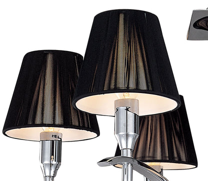 Mantra M0344 Siena Semi Ceiling Round 6 Light E14, Polished Chrome with Black Shades and Black Crystal