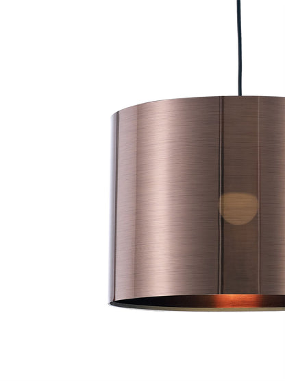 Deco Dako Black Pendant 1 Light E27 with 350 x 250mm Metallic Bronze Finish Cylinder Shade, c/w Ceiling Bracket