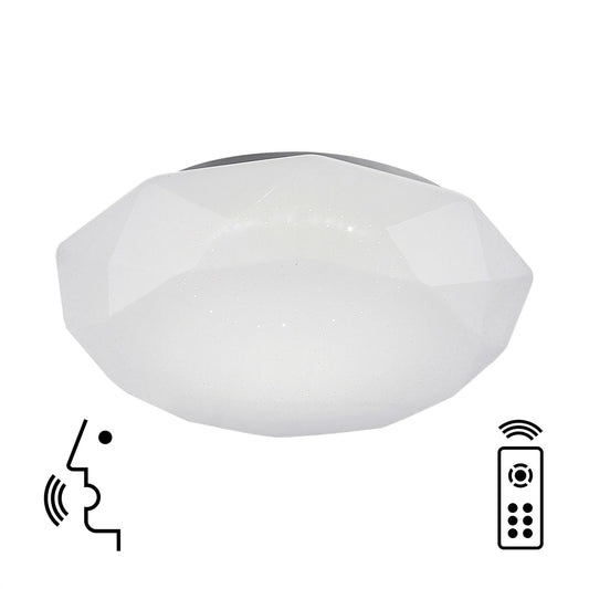 Mantra Fusion Diamante Smart 41cm Ceiling Light, 56W LED, 3000-5000K Tuneable White, 4000lm, Remote Control, APP, Alexa & Google Voice Control, White, 3yrs Warranty