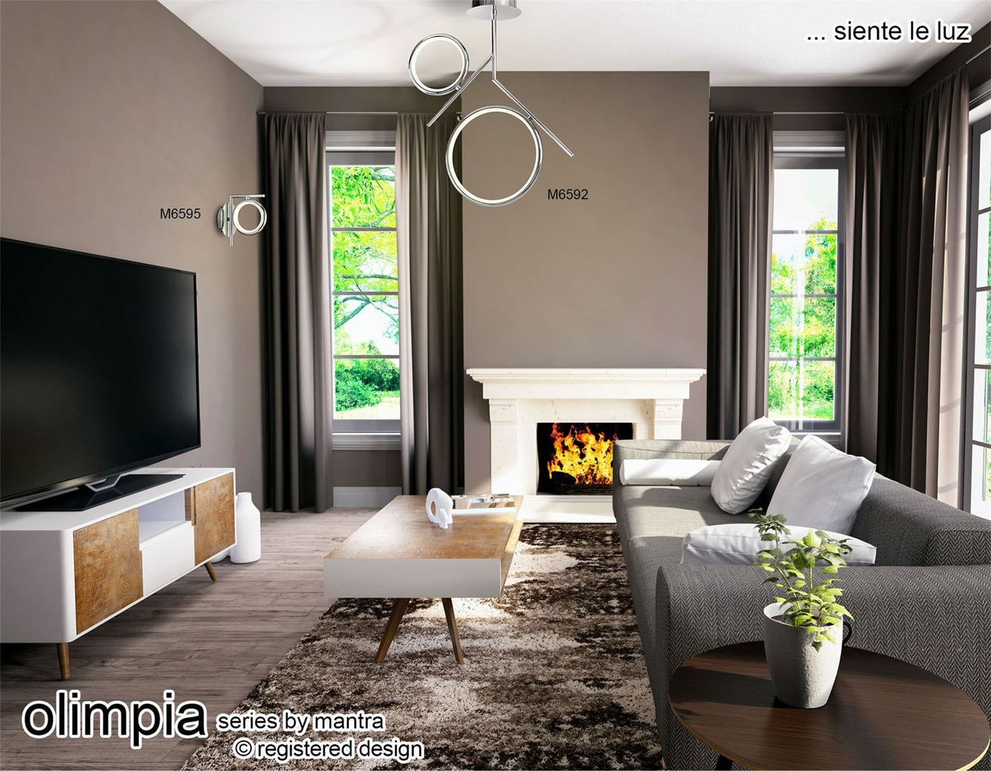 Mantra Olimpia Ceiling Light, 30W LED, 3000K, 2250lm, IP20, Chrome, 3yrs Warranty
