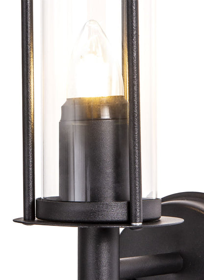 Deco Dalton Wall Light 1 Light E27 IP44 Exterior Black/Clear