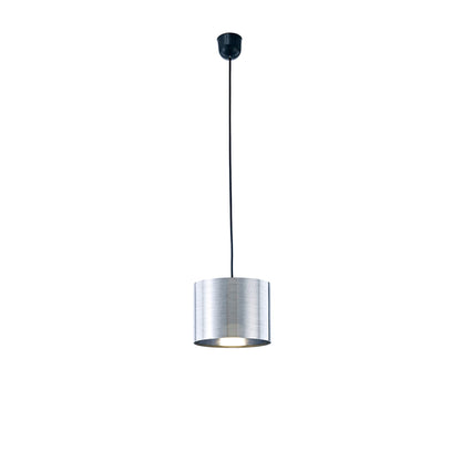 Deco Dako Black Pendant 1 Light E27 with 200 x 150mm Metallic Chrome Finish Cylinder Shade, c/w Ceiling Bracket