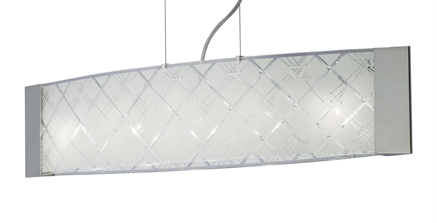 Diyas Aries Linear  5 Light G9 Polished Chrome, Glass Ceiling Pendant Light Fitting