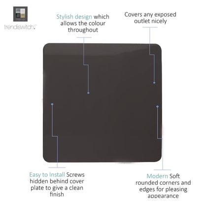 Trendi Artistic Modern Glossy Tactile Single Blanking Plate Dark Brown