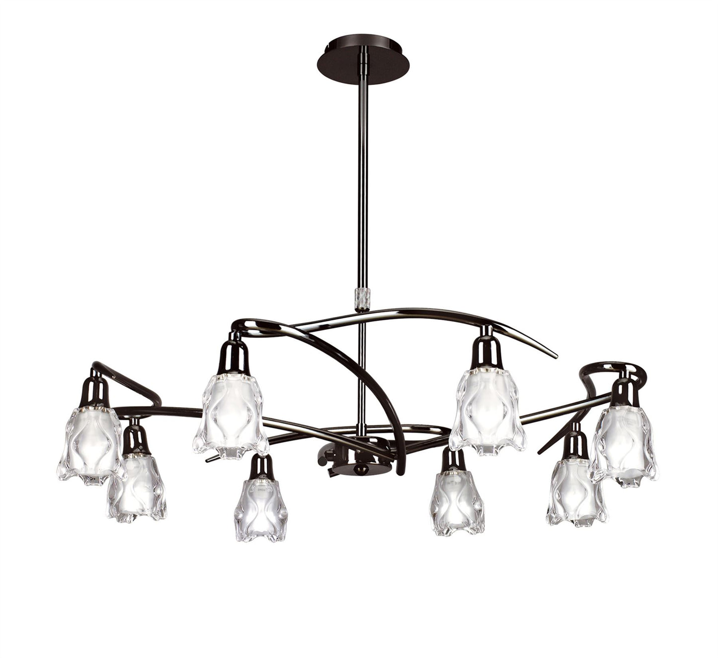 Mantra Amel 75cm Telescopic 8 Light L1/SGU10, Black Chrome, CFL Lamps INCLUDED