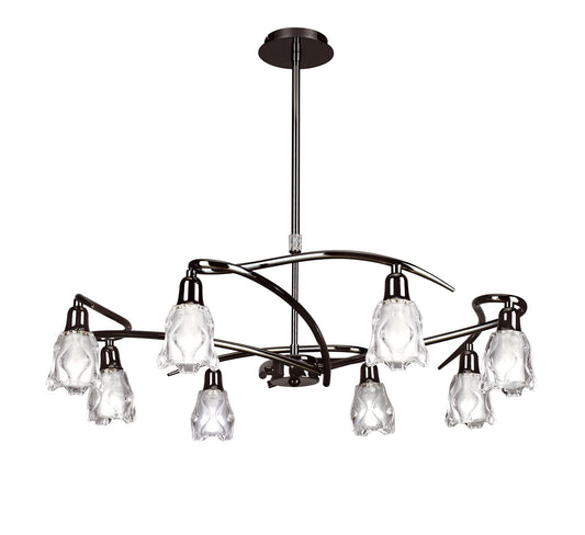 Mantra Amel 75cm Telescopic 8 Light L1/SGU10, Black Chrome, CFL Lamps INCLUDED