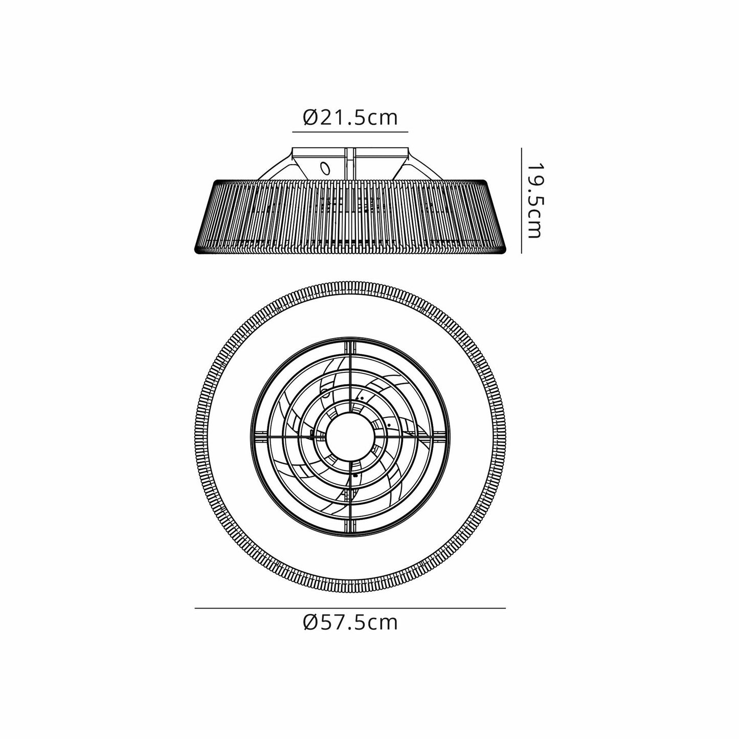 Polinesia Rope 57.5cm 55W LED Dimmable Ceiling Light With Built-In 25W DC Reversible Fan, Beige Oscu, 3800lm, 5yrs Warranty