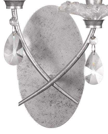 Mantra M6304 Sophie Wall Light, 2 x E14 (Max 20W), Silver Painting, White Shades