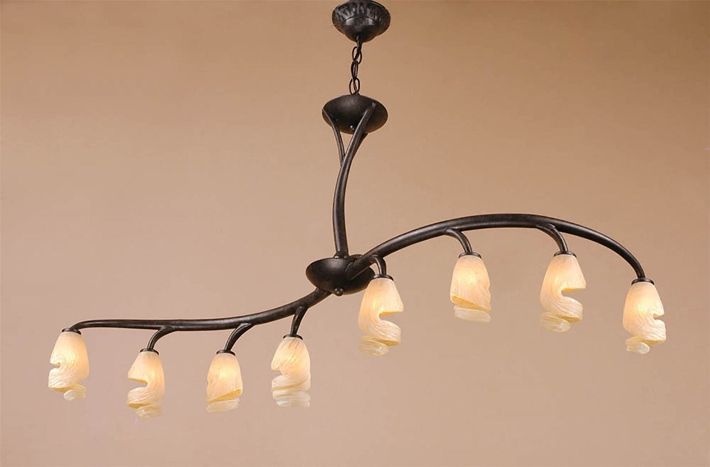 Mantra Forest Semi Ceililng 8 Light G9 Bar, Brown, Black Oxide