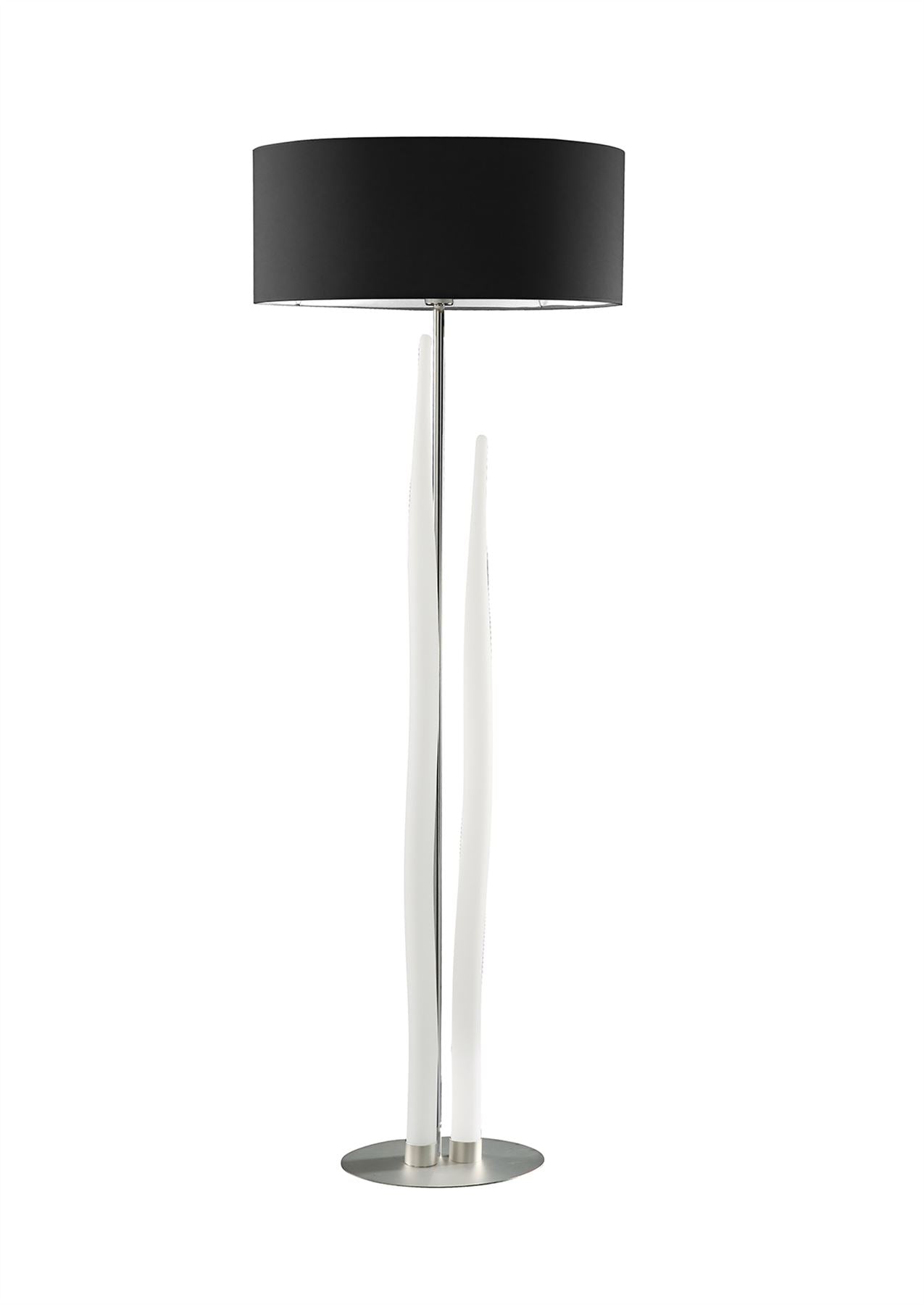 Mantra Estalacta Floor Lamp 3 Light GU10 Indoor, Silver/Opal White with Black Shade