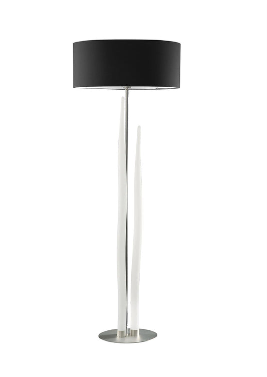 Mantra Estalacta Floor Lamp 3 Light GU10 Indoor, Silver/Opal White with Black Shade