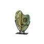 Diyas Home (DH) Carina Glass Art Vase with Stand Green/Brown Glitter