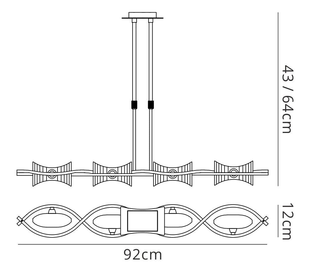 Mantra Kromo Linear Telescopic 4 Light G9 Line, Antique Brass