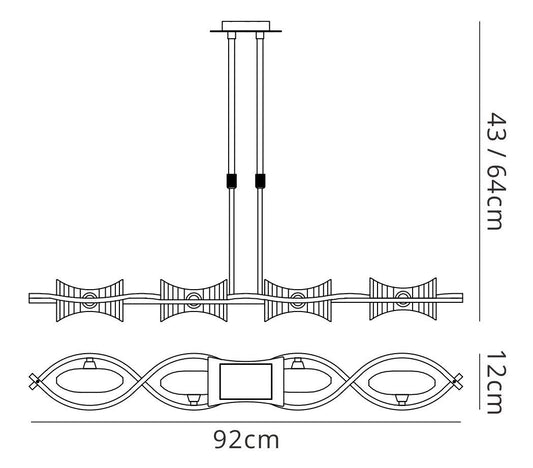 Mantra Kromo Linear Telescopic 4 Light G9 Line, Antique Brass