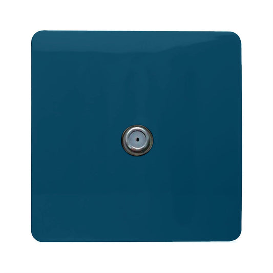 Trendi 1 Gang Artistic Modern Glossy Screwless Television Satellite Socket Midnight Blue