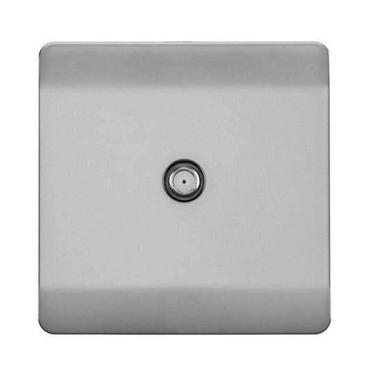 Trendi 1 Gang Artistic Modern Glossy Screwless Television Satellite Socket in Stainless Steel