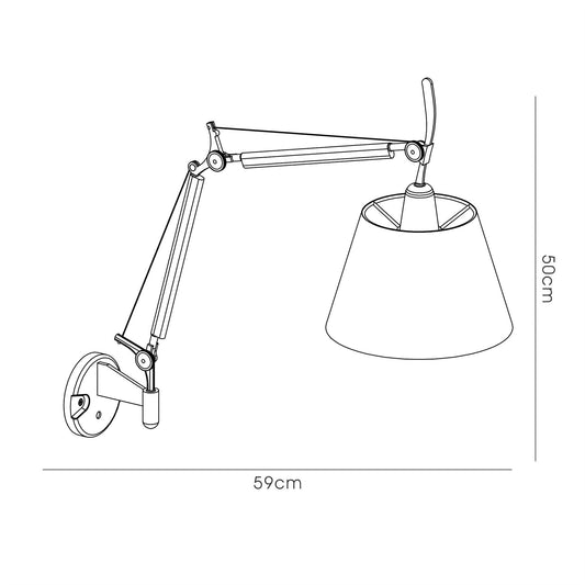 Deco Karis Adjustable Switched Wall Light 1 Light E27 Silver/Polished Chrome c/w Cream Pearl Shade