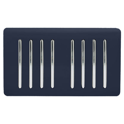 Trendi Artistic Modern Glossy 8 Gang 2 Way Rocker  Double Plate Tactile Light Switch Navy