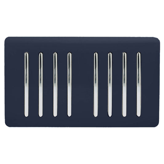 Trendi Artistic Modern Glossy 8 Gang 2 Way Rocker  Double Plate Tactile Light Switch Navy