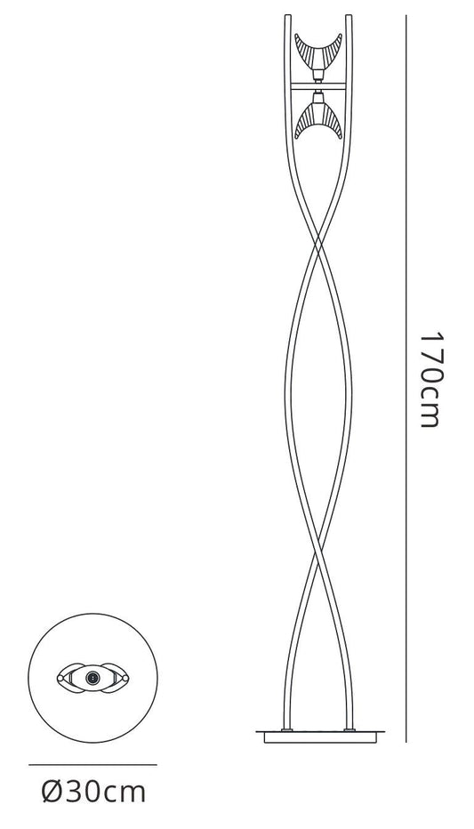 Mantra M1463 Eclipse Floor Lamp 2 Light G9, Polished Chrome