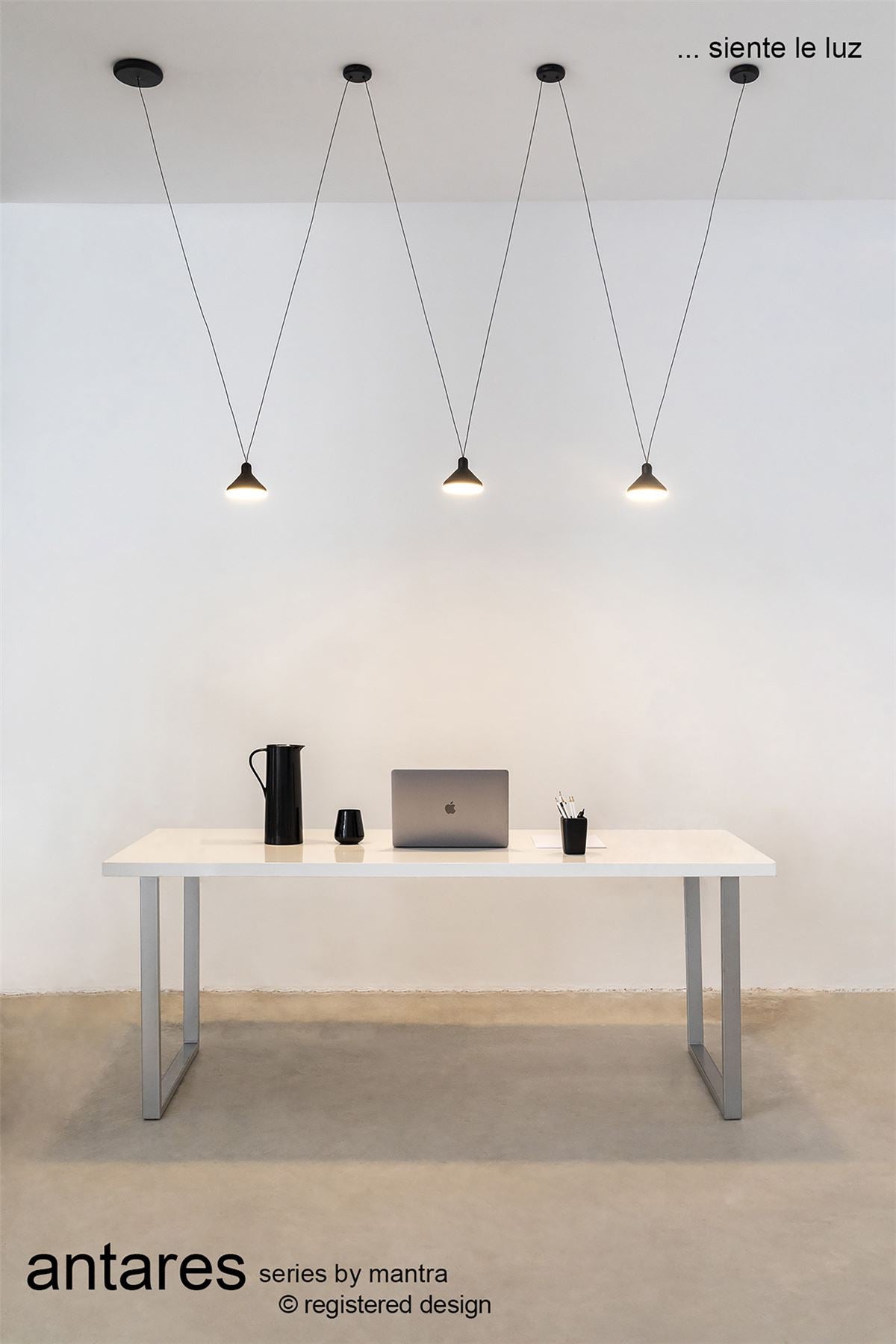 Mantra Fusion Sirio 3 Light Linear Pendant, 24W LED, 3000K, 1770lm, Black, 3yrs Warranty