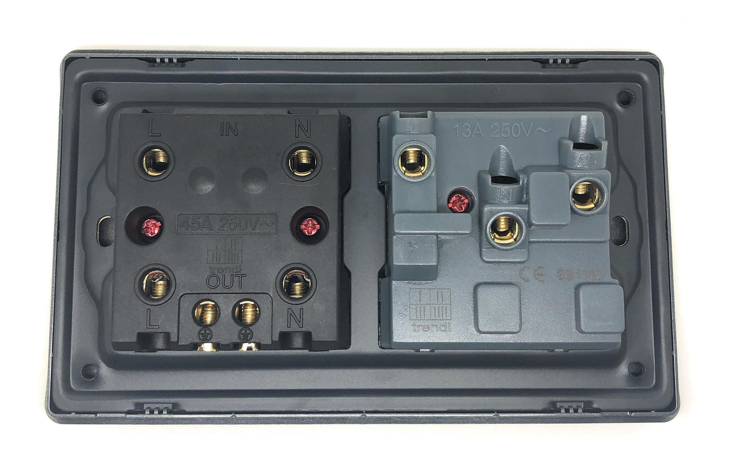 Trendi Artistic Modern 45 A Cooker Switch Inc Plug Socket & Neon Insert Gold