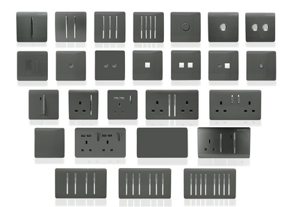 Trendi 2 Gang Artistic Modern Glossy 13 Amp 2 x 3.1mA USB Switched Plug Socket Charcoal