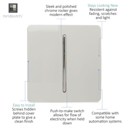 Trendi Switch 1 Gang Retractive Home Automation Switch in Matt White - ART-SSR1MWH