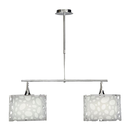 Mantra Lupin Linear Pendant 2 Light E27 Line Large, Gloss White, White Acrylic, Polished Chrome, CFL Lamps INCLUDED