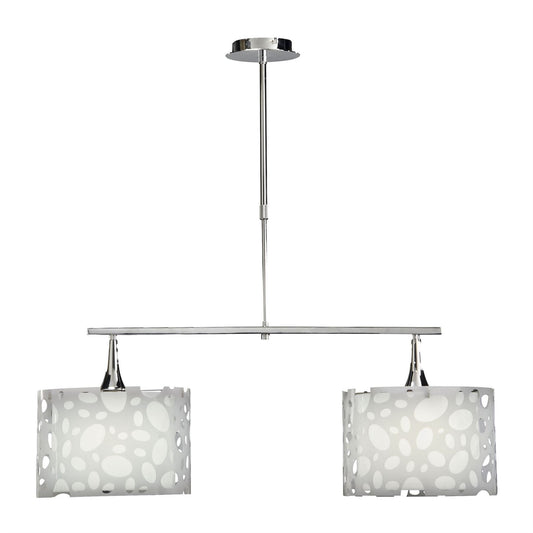 Mantra Lupin Linear Pendant 2 Light E27 Line Large, Gloss White, White Acrylic, Polished Chrome, CFL Lamps INCLUDED