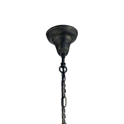 Diyas Malcolm 31cm Single  1 Light E27 Black/Gold with Clear Glass Ceiling Pendant Light Fitting