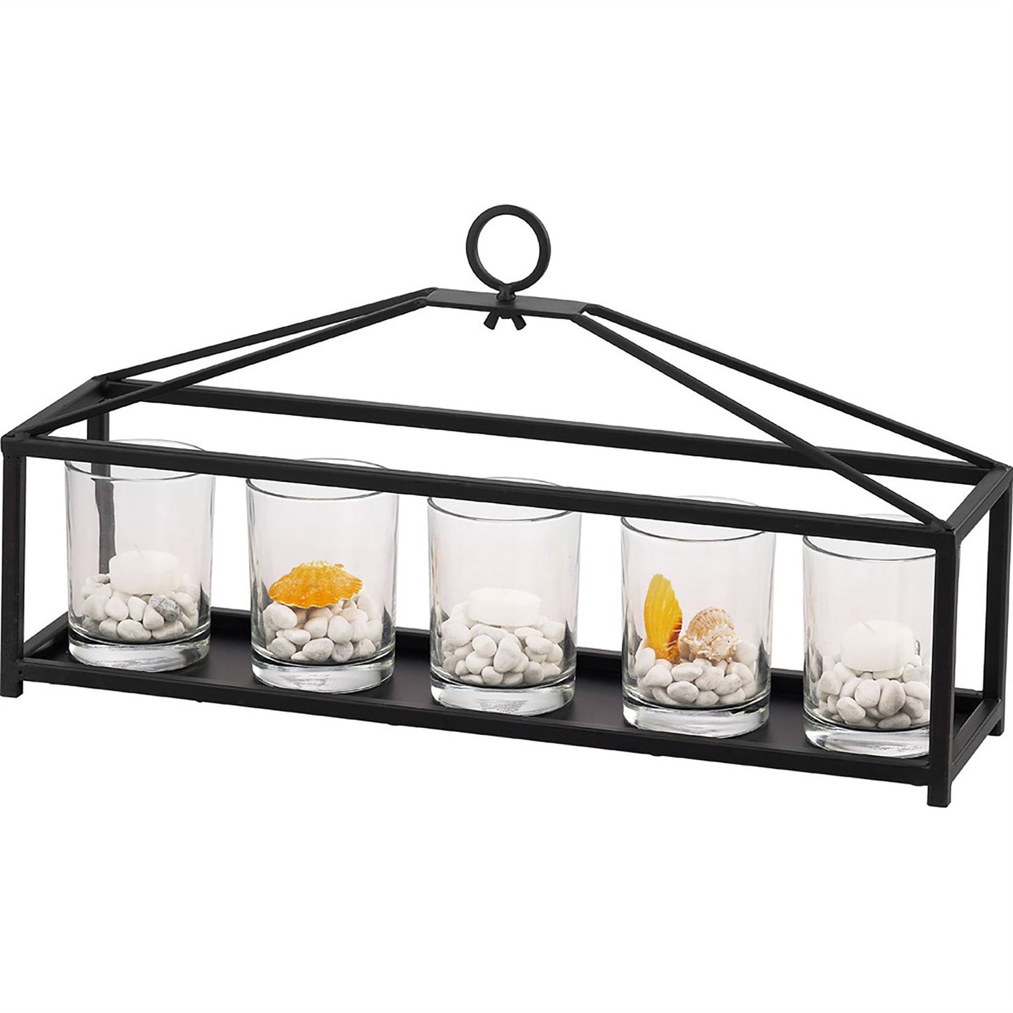 Diyas Home (DH) Athena 5 Candle Holder Small Black/Clear Glass Art