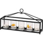 Diyas Home (DH) Athena 5 Candle Holder Small Black/Clear Glass Art