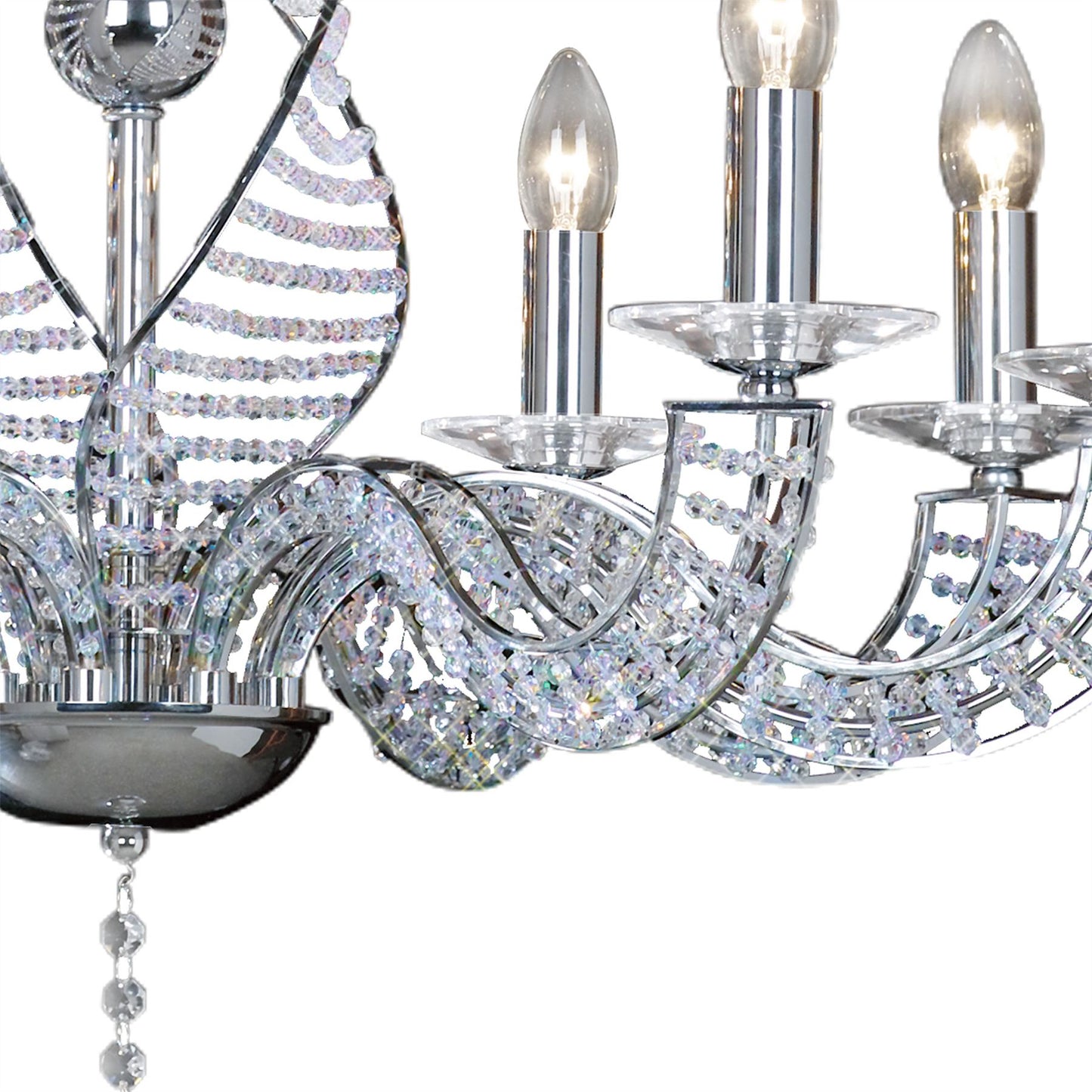 Diyas Santo 78cm  8 Light E14 Polished Chrome/Crystal Ceiling Pendant Light Fitting