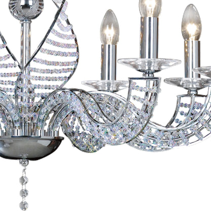 Diyas Santo 78cm  8 Light E14 Polished Chrome/Crystal Ceiling Pendant Light Fitting