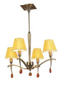 Mantra Siena 55cm Pendant Round 4 Light E14, Antique Brass with Amber Cream Shades and Amber Crystal