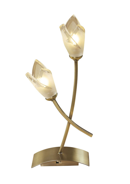 Mantra Pietra Table Lamp 2 Light G9, Antique Brass
