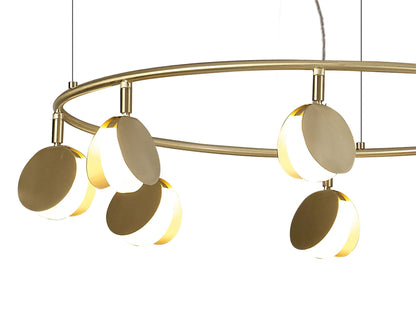Mantra Shell 66cm 8+6 Light Pendant, Round, 70W LED, 3000K, 3710lm, Gold, 3yrs Warranty