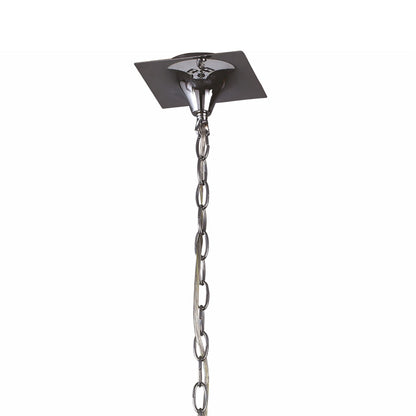 Mantra Akira Linear Pendant 2 Arm 6 Light E14, Polished Chrome with Black Shades