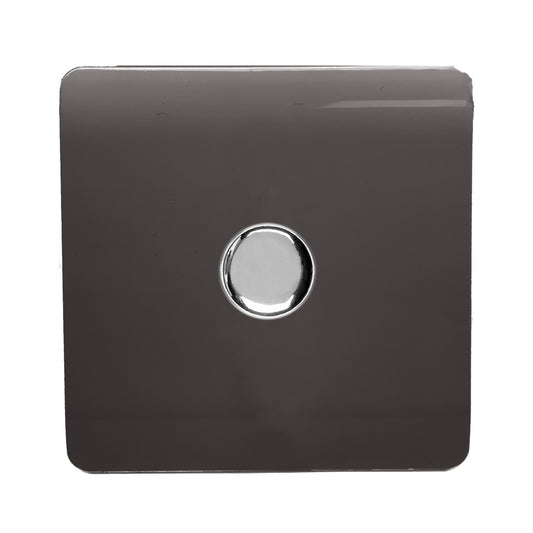 Trendi 1 Gang 2 Way 150w LED Dimmer Screwless 10 Amp Wall Light Switch in Dark Mocha Brown - ART-LDM150WDB
