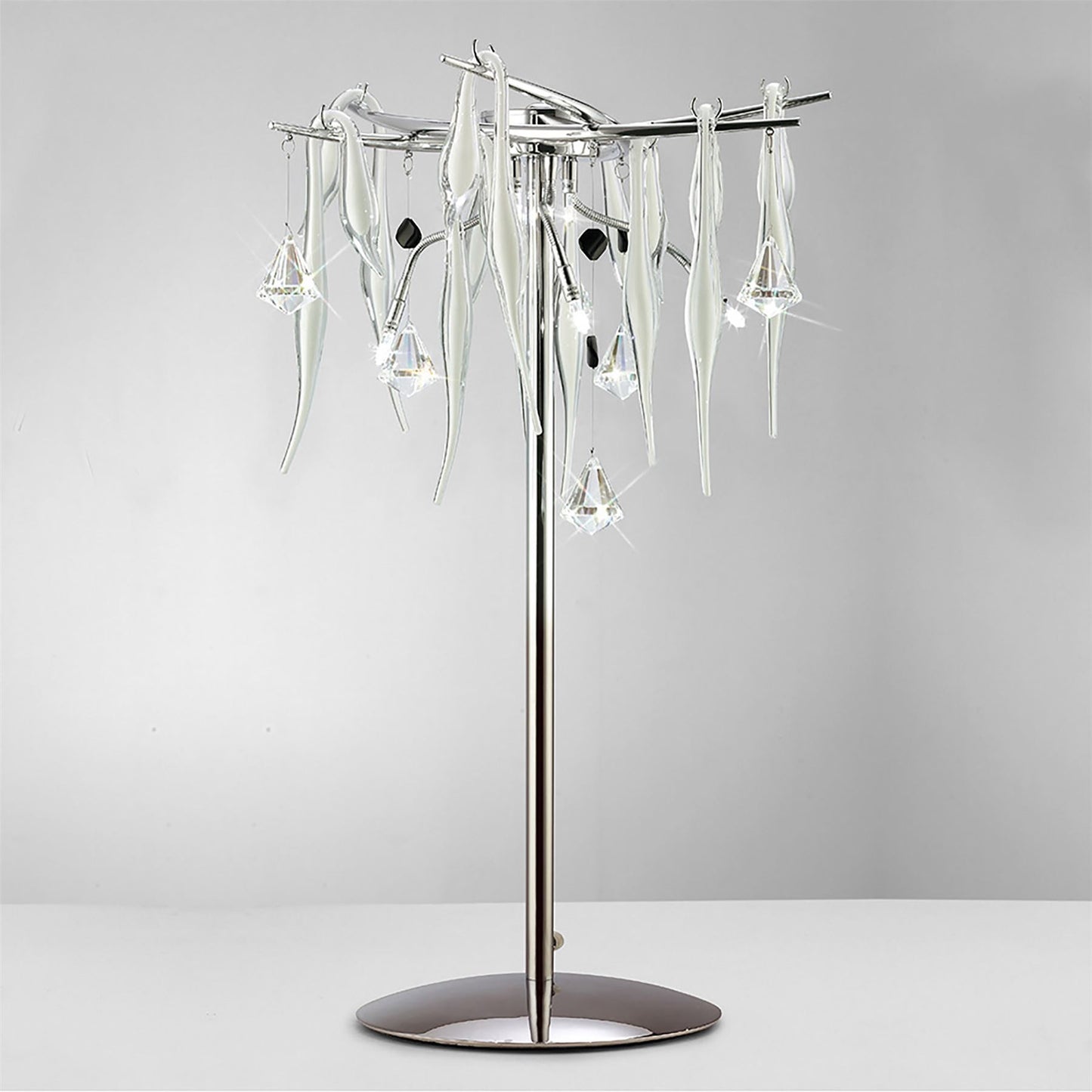 Diyas Cygnet Crystal Table Lamp 6 Light G4 Polished Chrome/White Glass, NOT LED/CFL Compatible