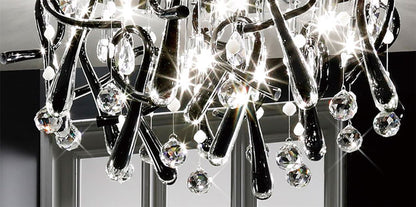 Diyas Class 60cm Flush  Round 20 Light G4 Polished Chrome/Black Glass/Crystal Ceiling Light Fitting