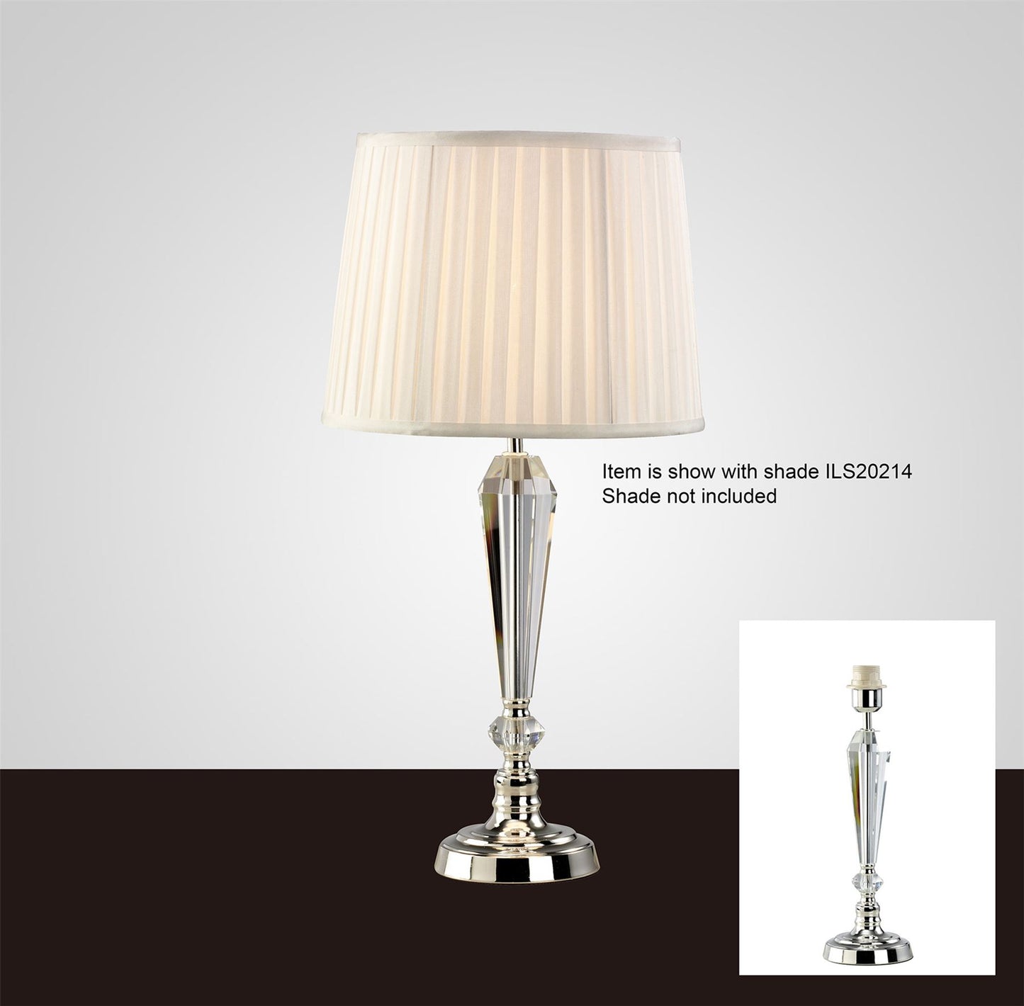 Diyas Freya Crystal Table Lamp WITHOUT SHADE 1 Light E27 Silver Finish